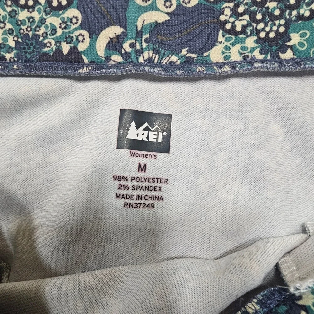 REI Womens Blue Green Floral Active Hiking Skirt Size M Zipper‎ Pocket Stretch